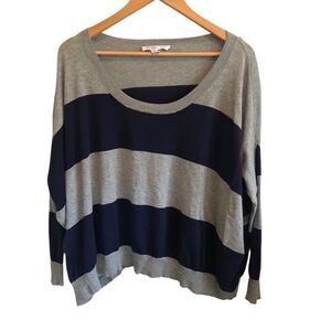 BCBG blue striped long sleeved sweater M